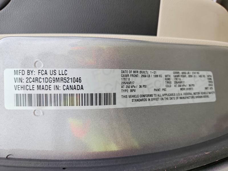 Aukcja sprzedaży 2021 Chrysler Voyager, vin: 2C4RC1DG9MR521046, numer aukcji: 66823246