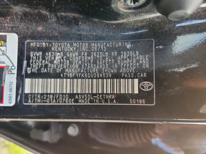 63031266 :رقم المزاد ، 4T1BF1FK6DU284539 vin ، 2013 Toyota Camry مزاد بيع