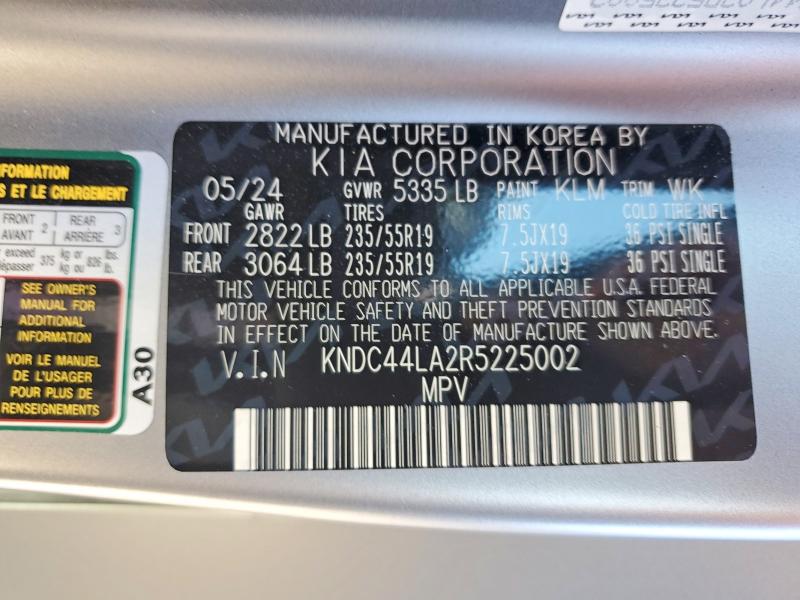 65144326 :رقم المزاد ، KNDC44LA2R5225002 vin ، 2024 Kia Ev6 مزاد بيع