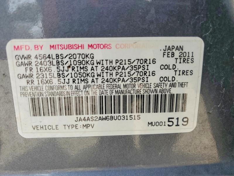 Aukcja sprzedaży 2011 Mitsubishi Outlander, vin: JA4AS2AW6BU031515, numer aukcji: 66246026