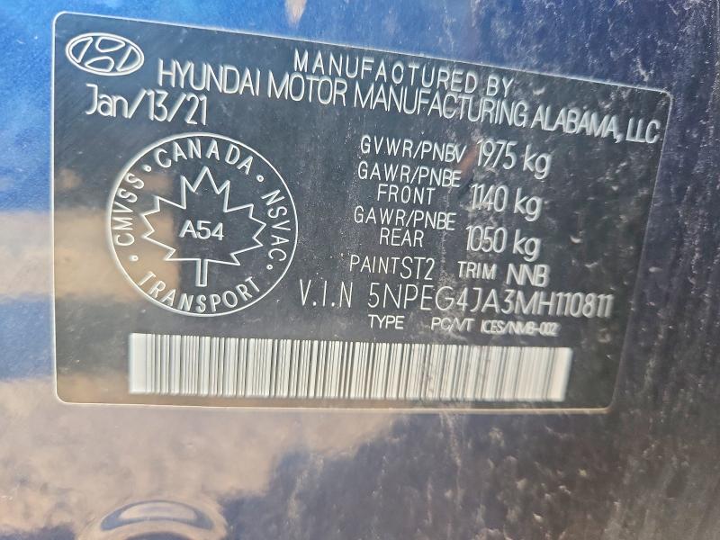 Продажа на аукционе авто 2021 Hyundai Sonata, vin: 5NPEG4JA3MH110811, номер лота: 64776796
