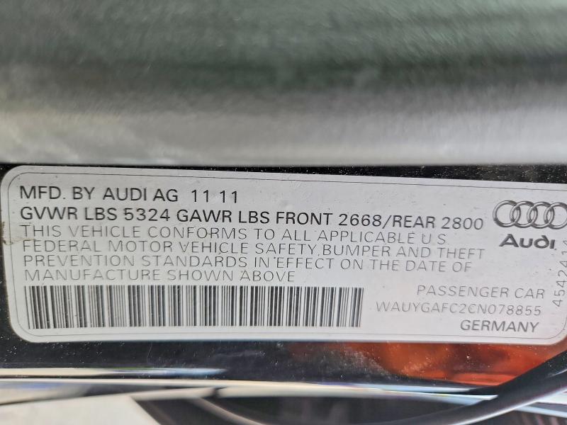 Aukcja sprzedaży 2012 Audi A7, vin: WAUYGAFC2CN078855, numer aukcji: 66604786
