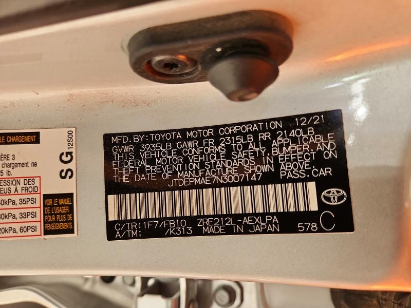Aukcja sprzedaży 2022 Toyota Corolla, vin: JTDEPMAE7N3007147, numer aukcji: 63203996
