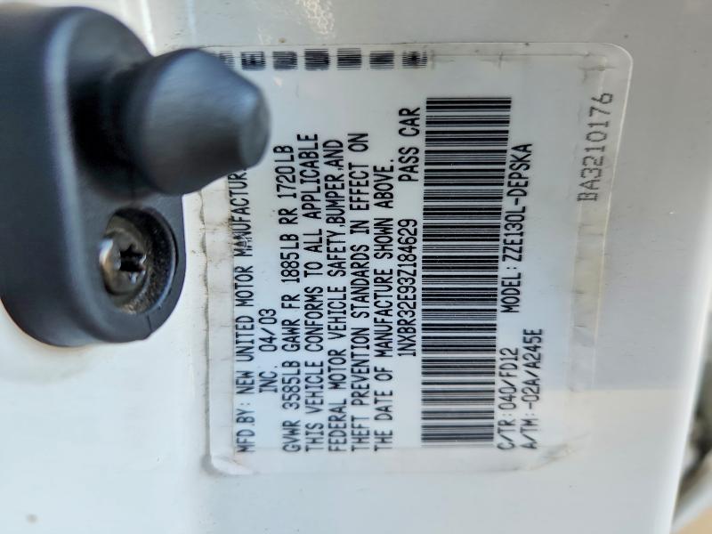 66144406 :رقم المزاد ، 1NXBR32E93Z184629 vin ، 2003 Toyota Corolla مزاد بيع
