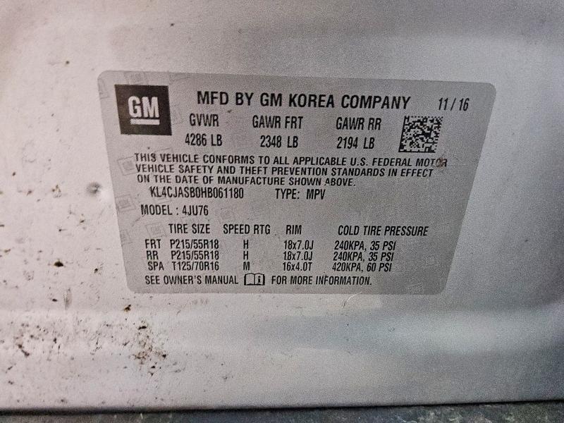 Продажа на аукционе авто 2017 Buick Encore, vin: KL4CJASB0HB061180, номер лота: 62368416