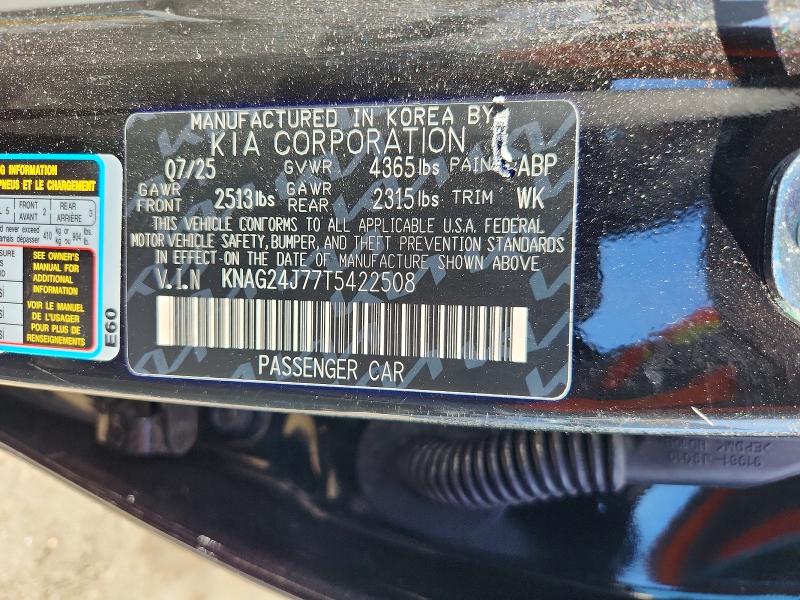 Aukcja sprzedaży 2026 Kia K5, vin: KNAG24J77T5422508, numer aukcji: 63589916