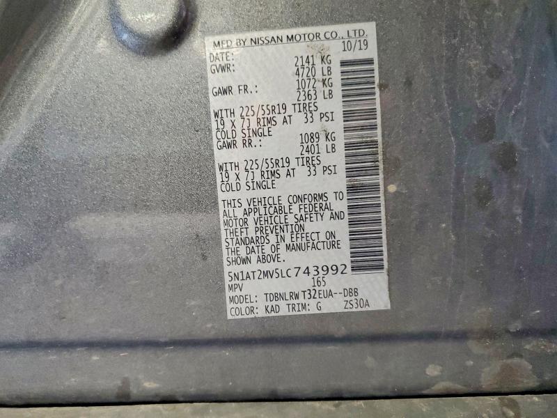 Продаж на аукціоні авто 2020 Nissan Rogue, vin: 5N1AT2MV5LC743992, номер лоту: 67329186