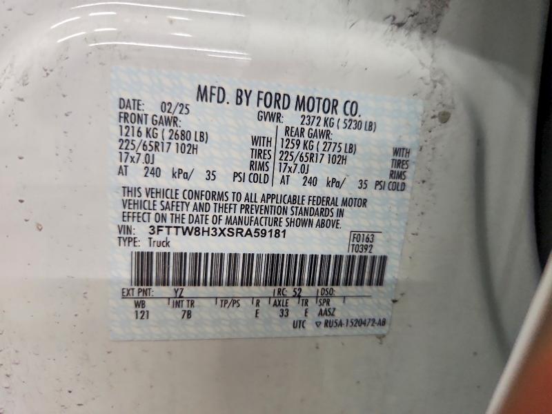 Aukcja sprzedaży 2025 Ford Maverick, vin: 3FTTW8H3XSRA59181, numer aukcji: 61985596