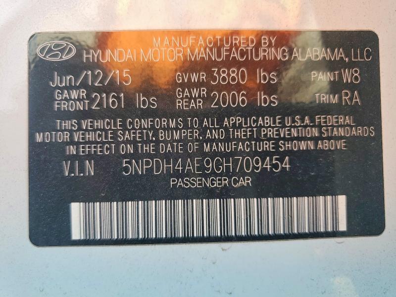 64323186 :رقم المزاد ، 5NPDH4AE9GH709454 vin ، 2016 Hyundai Elantra مزاد بيع