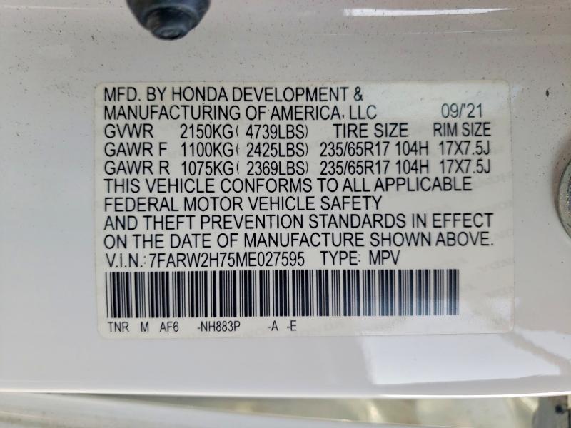 65830796 :رقم المزاد ، 7FARW2H75ME027595 vin ، 2021 Honda Cr-v مزاد بيع
