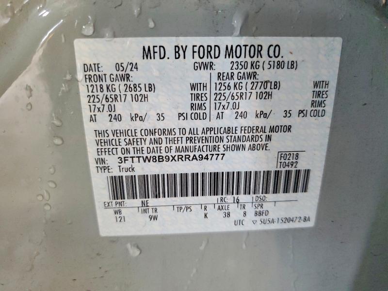 Продаж на аукціоні авто 2024 Ford Maverick, vin: 3FTTW8B9XRRA94777, номер лоту: 64235856