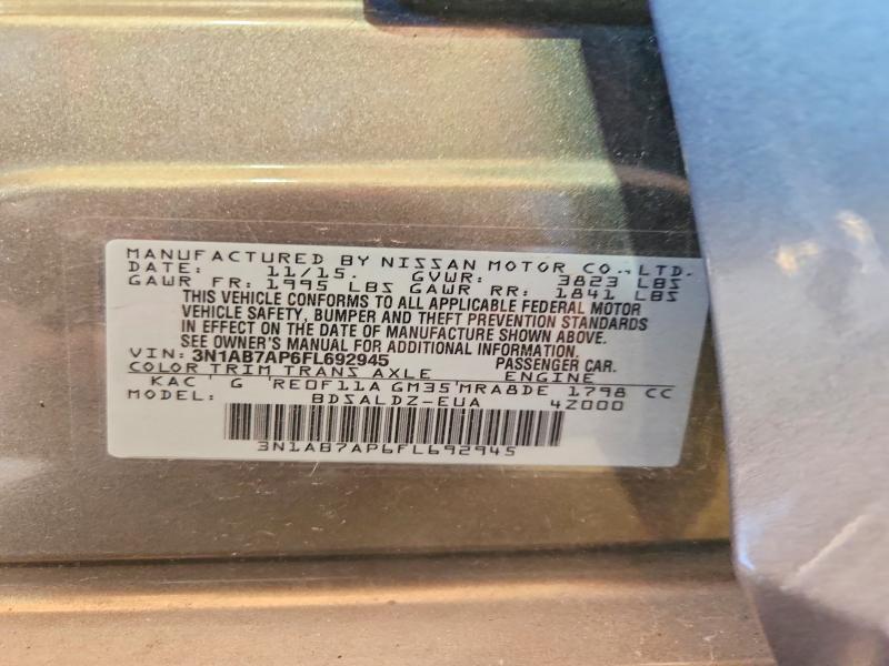 65372496 :رقم المزاد ، 3N1AB7AP6FL692945 vin ، 2015 Nissan Sentra مزاد بيع