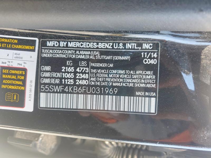 64276276 :رقم المزاد ، 55SWF4KB6FU031969 vin ، 2015 Mercedes-benz C مزاد بيع