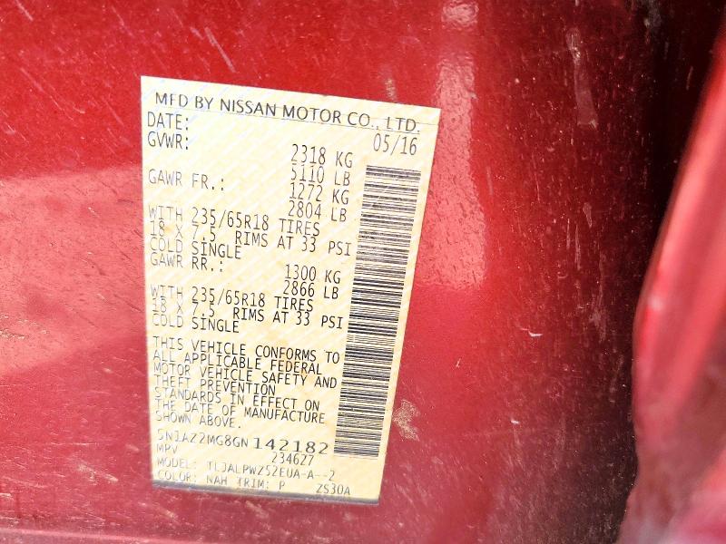 Продаж на аукціоні авто 2016 Nissan Murano, vin: 5N1AZ2MG8GN142182, номер лоту: 64629966