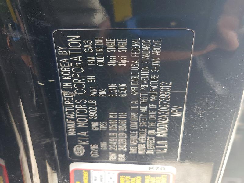 2016 Kia Soul მანქანა იყიდება აუქციონზე, vin: KNDJN2A20G7399012, აუქციონის ნომერი: 66133656