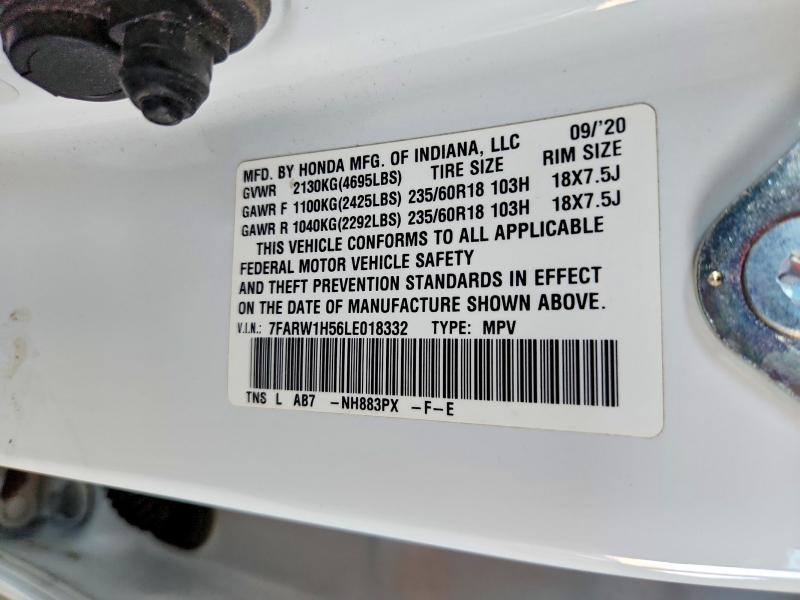 Продаж на аукціоні авто 2020 Honda Cr-v, vin: 7FARW1H56LE018332, номер лоту: 66271846