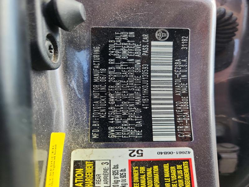 Aukcja sprzedaży 2018 Toyota Camry, vin: 4T1B11HK0JU130593, numer aukcji: 66651136