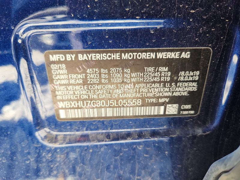 65625706 :رقم المزاد ، WBXHU7C30J5L05558 vin ، 2018 Bmw X1 مزاد بيع