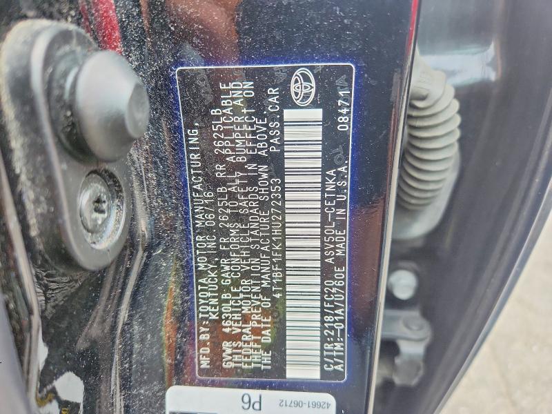 2017 Toyota Camry მანქანა იყიდება აუქციონზე, vin: 4T1BF1FK1HU272353, აუქციონის ნომერი: 66692026