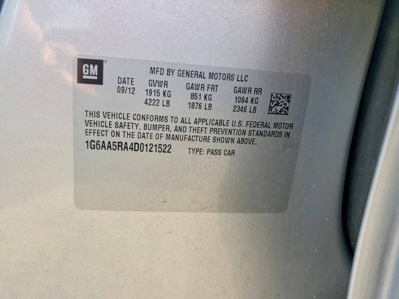 Aukcja sprzedaży 2013 Cadillac Ats, vin: 1G6AA5RA4D0121522, numer aukcji: 65255046