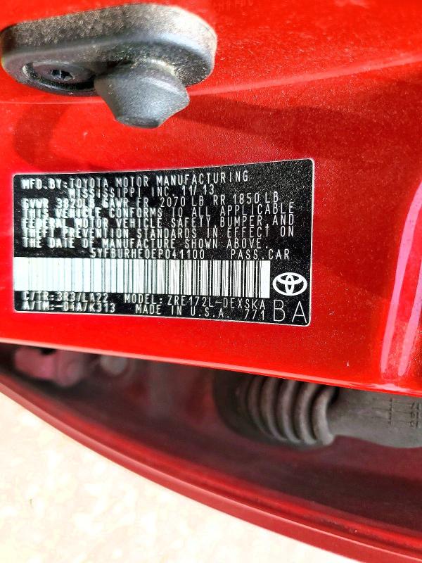 Продаж на аукціоні авто 2014 Toyota Corolla, vin: 5YFBURHE0EP041100, номер лоту: 64006026