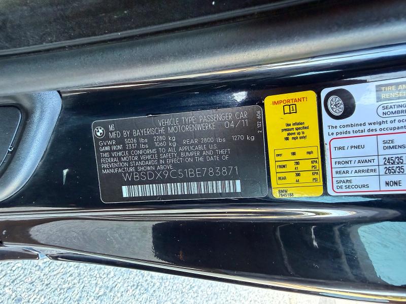 2011 Bmw M3 მანქანა იყიდება აუქციონზე, vin: WBSDX9C51BE783871, აუქციონის ნომერი: 64765956