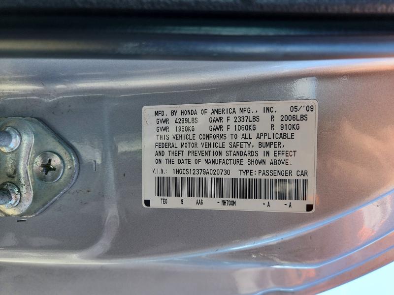 Aukcja sprzedaży 2009 Honda Accord, vin: 1HGCS12379A020730, numer aukcji: 66042766