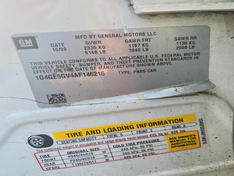 Aukcja sprzedaży 2010 Buick Lacrosse, vin: 1G4GE5GV4AF146216, numer aukcji: 64110306