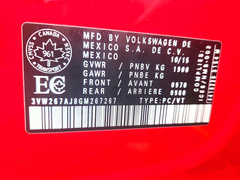 65349396 :رقم المزاد ، 3VW267AJ8GM267267 vin ، 2016 Volkswagen Jetta مزاد بيع