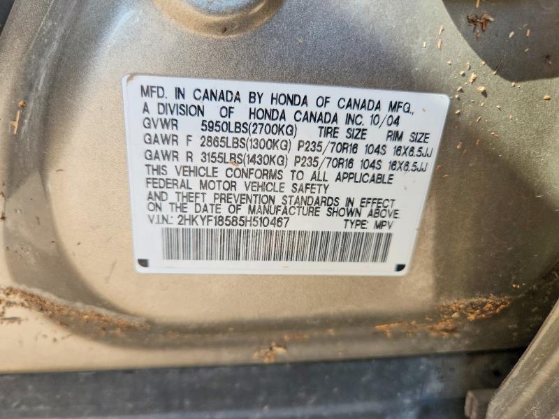 Aukcja sprzedaży 2005 Honda Pilot, vin: 2HKYF18585H510467, numer aukcji: 65509576