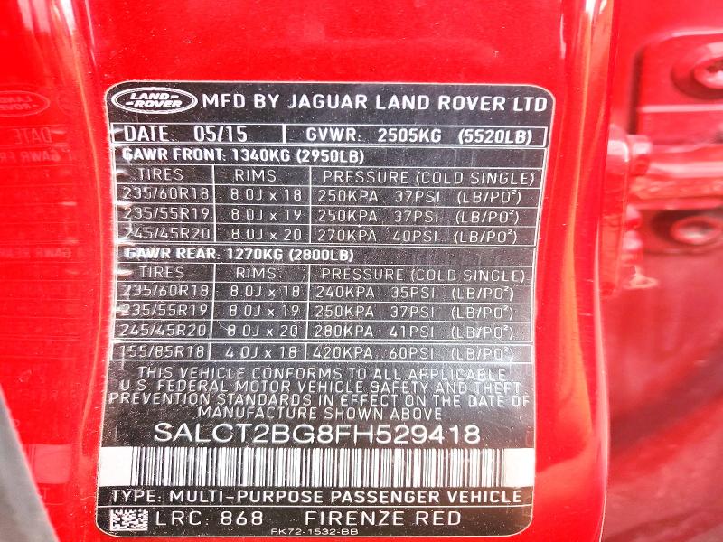 Aukcja sprzedaży 2015 Land Rover Discovery Sport, vin: SALCT2BG8FH529418, numer aukcji: 65651836