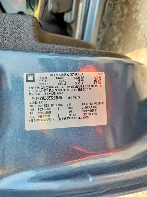 64413226 :رقم المزاد ، 1GTR2VE35BZ288825 vin ، 2011 Gmc Sierra مزاد بيع