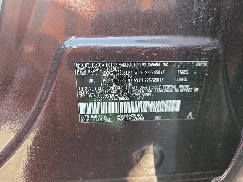 Продажа на аукционе авто 2018 Toyota Rav4, vin: 2T3RFREV9JW786635, номер лота: 65289236