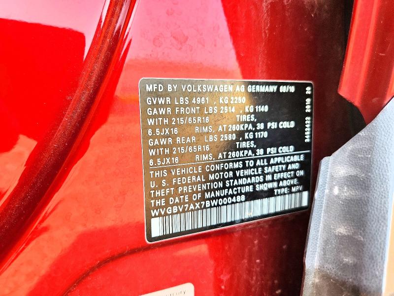 Aukcja sprzedaży 2011 Volkswagen Tiguan, vin: WVGBV7AX7BW000488, numer aukcji: 64740016