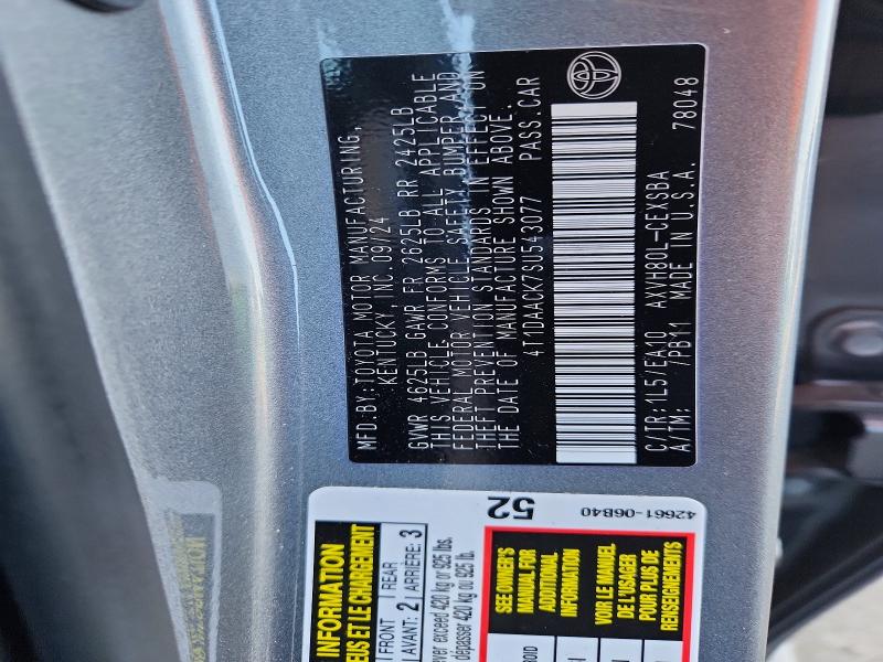 65834766 :رقم المزاد ، 4T1DAACK7SU543077 vin ، 2025 Toyota Camry مزاد بيع
