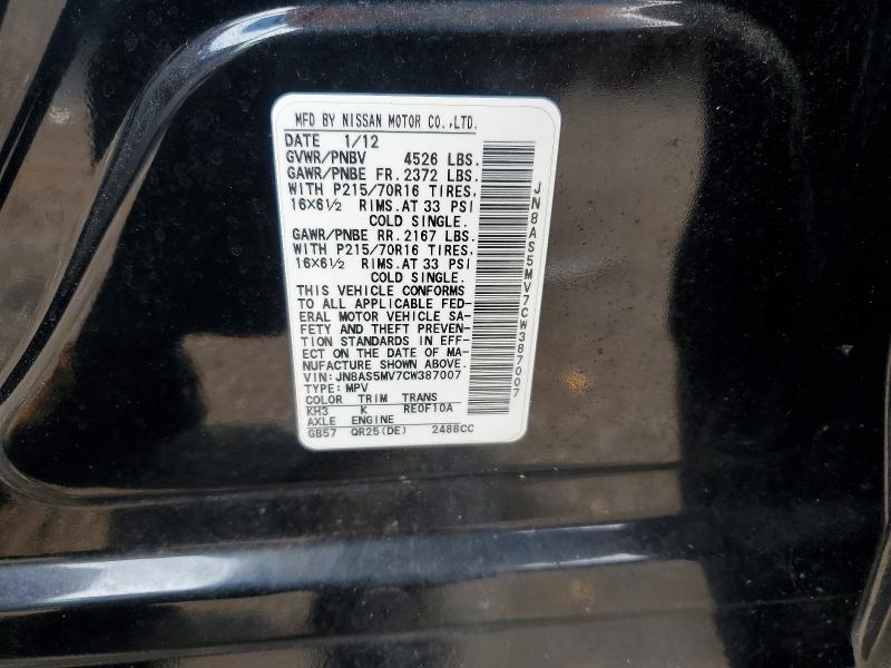 Продажа на аукционе авто 2012 Nissan Rogue, vin: JN8AS5MV7CW387007, номер лота: 64486946