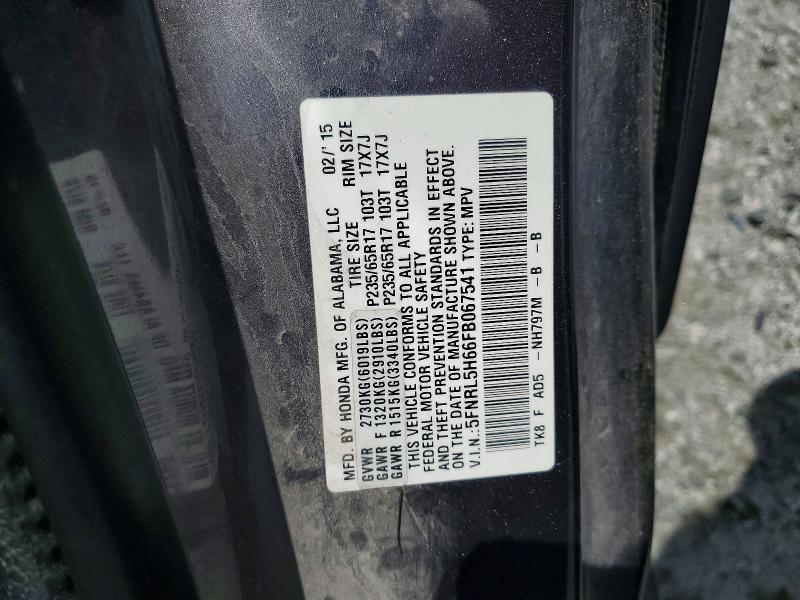 Продаж на аукціоні авто 2015 Honda Odyssey, vin: 5FNRL5H66FB067541, номер лоту: 63719426