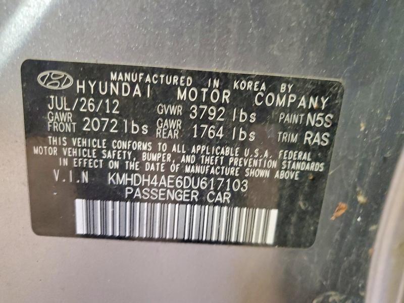 Продаж на аукціоні авто 2013 Hyundai Elantra, vin: KMHDH4AE6DU617103, номер лоту: 65184986