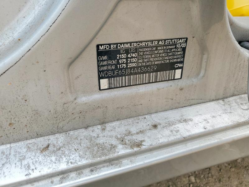 64958796 :رقم المزاد ، WDBUF65J84A436629 vin ، 2004 Mercedes-benz E مزاد بيع