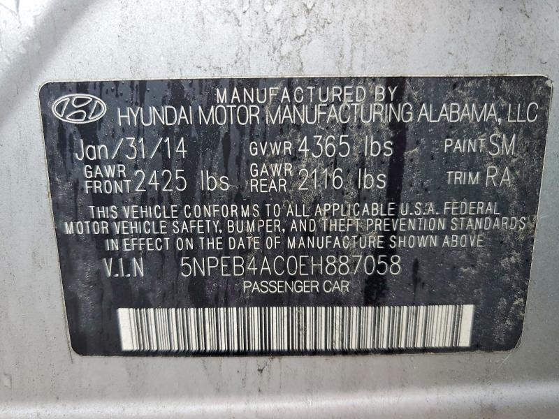 Продажа на аукционе авто 2014 Hyundai Sonata, vin: 5NPEB4AC0EH887058, номер лота: 63769946