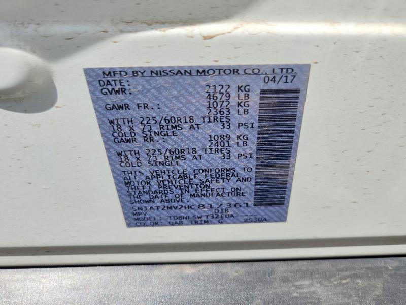 65537856 :رقم المزاد ، 5N1AT2MV2HC817361 vin ، 2017 Nissan Rogue مزاد بيع