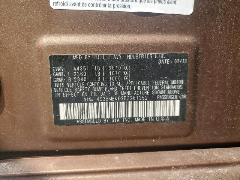 Aukcja sprzedaży 2011 Subaru Legacy, vin: 4S3BMBK62B3261352, numer aukcji: 65459716