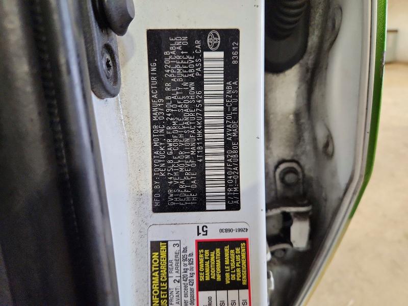 Продаж на аукціоні авто 2019 Toyota Camry, vin: 4T1B11HK4KU775426, номер лоту: 66889246