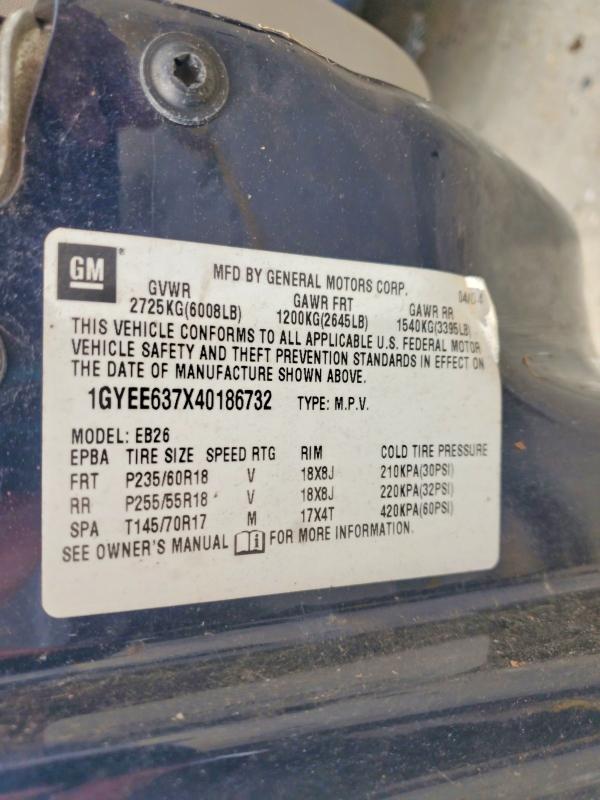 Aukcja sprzedaży 2004 Cadillac Srx, vin: 1GYEE637X40186732, numer aukcji: 64916136