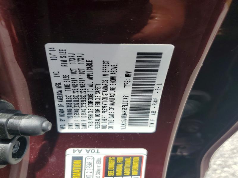 Продаж на аукціоні авто 2015 Honda Cr-v, vin: 5J6RM4H55FL007451, номер лоту: 64550776