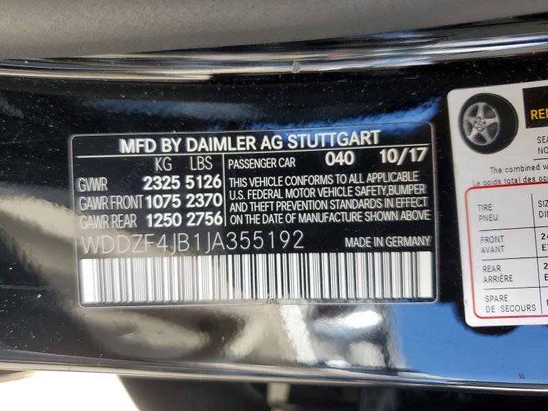 Aukcja sprzedaży 2018 Mercedes-benz E, vin: WDDZF4JB1JA355192, numer aukcji: 64518306