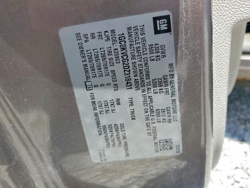 2013 Chevrolet Silverado მანქანა იყიდება აუქციონზე, vin: 1GC0KVCG2DZ318431, აუქციონის ნომერი: 63519286