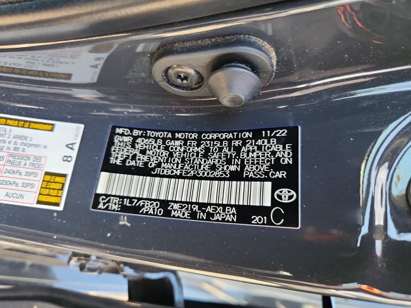 Продаж на аукціоні авто 2023 Toyota Corolla Hybrid, vin: JTDBCMFE2P3002853, номер лоту: 65585876