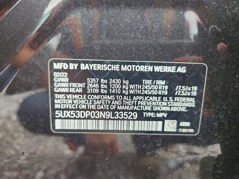 Продажа на аукционе авто 2022 Bmw X3, vin: 5UX53DP03N9L33529, номер лота: 65015066