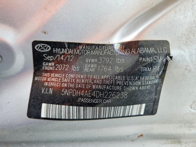 Aukcja sprzedaży 2013 Hyundai Elantra, vin: 5NPDH4AE4DH226238, numer aukcji: 66486376